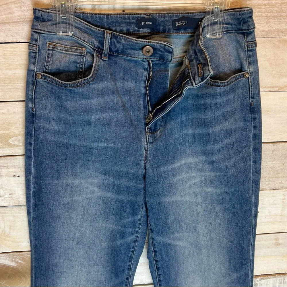 J. Jill Denim High Rise Straight Leg Cropped Jeans Blue Stretch Womens Size 8 - Picture 5 of 14